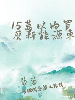 15万以内买什么新能源车好