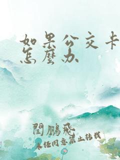 如果公交卡丢了怎么办
