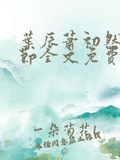叶辰萧初然新章节全文免费阅读