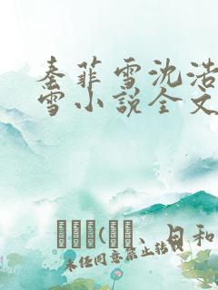 秦菲雪沈浩秦菲雪小说全文免费阅读求书帮