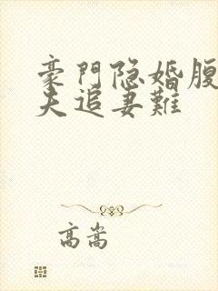 豪门隐婚腹黑前夫追妻难 豪门隐婚腹黑前夫追妻难