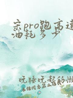 宋pro跑高速油耗多少