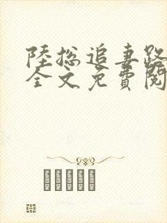陆总追妻路漫漫全文免费阅读 陆总追妻路漫漫全文免费阅读