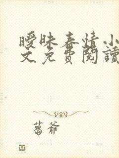 暧昧春情小说全文免费阅读无弹窗