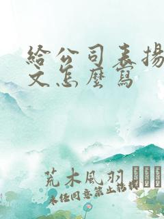 给公司表扬信范文怎么写 给公司表扬信范文怎么写