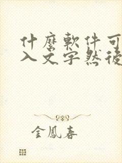 什么软件可以输入文字然后读出来