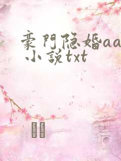 豪门隐婚aa制 小说txt