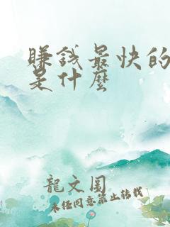 赚钱最快的方式是什么