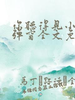 你听得见小说无弹窗全文免费阅读