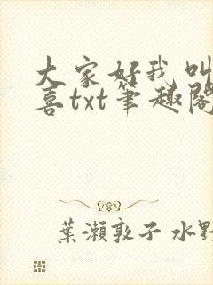 大家好我叫林小喜txt笔趣阁