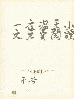 一夜温柔小说全文免费阅读无弹窗