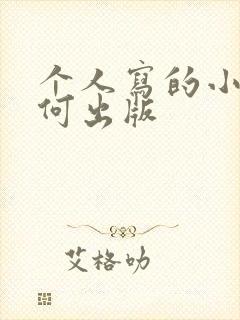 个人写的小说如何出版