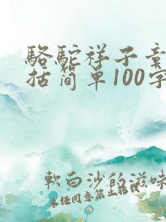 骆驼祥子章节概括简单100字