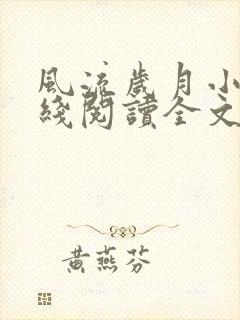 风流岁月小说在线阅读全文无弹窗