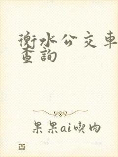 衡水公交车线路查询