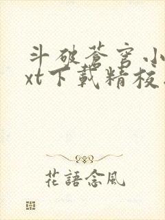 斗破苍穹小说txt下载精校版