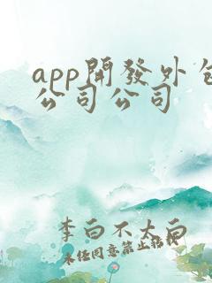 app开发外包公司公司