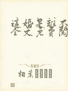 这婚是离不成了全文免费阅读