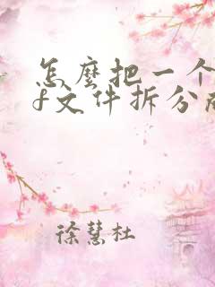 怎么把一个pdf文件拆分成两个pdf