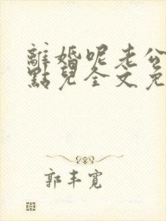 离婚呢老公认真点儿全文免费阅读