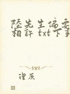 陆先生偏要以婚相许 txt下载
