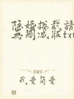 隐婚总裁请签字无删减版txt