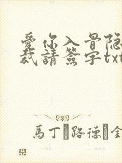爱你入骨隐婚总裁请签字txt
