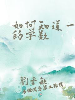 如何知道一本书的字数