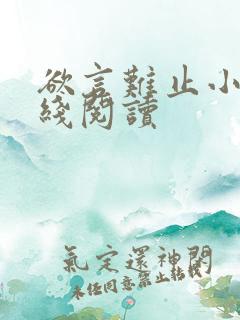 欲言难止小说在线阅读