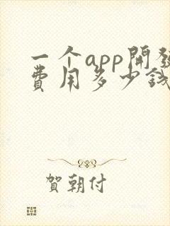 一个app开发费用多少钱