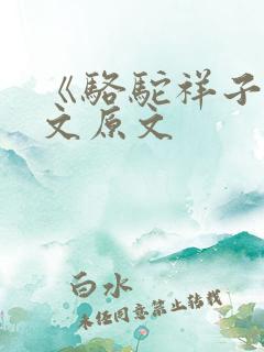 《骆驼祥子》课文原文