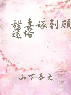 甜妻嫁到顾少快还俗