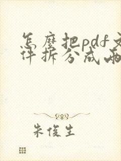怎么把pdf文件拆分成两个