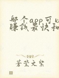 哪个app可以赚钱最快和最多