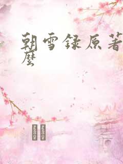 朝雪录原著是什么