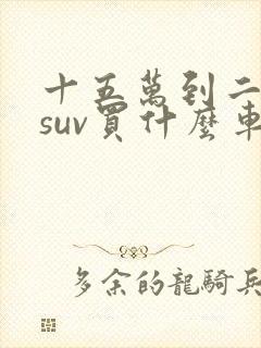 十五万到二十万suv买什么车好