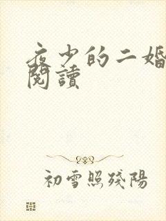 夜少的二婚新妻阅读