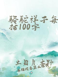 骆驼祥子每章概括100字