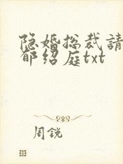 隐婚总裁请签字郁绍庭txt