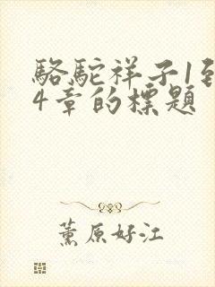 骆驼祥子1到24章的标题 骆驼祥子1到24章的标题