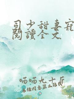 司少甜妻宠定了阅读全文