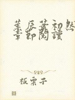 叶辰萧初然更新章节阅读