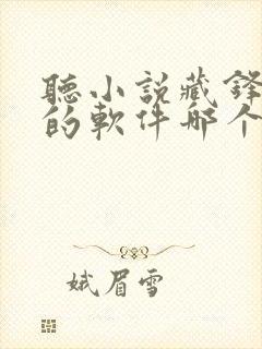 听小说藏锋免费的软件哪个最好