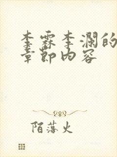 李霖李澜的最新章节内容
