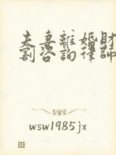 夫妻离婚财产分割咨询律师