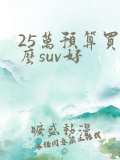 25万预算买什么suv好 25万预算买什么suv好