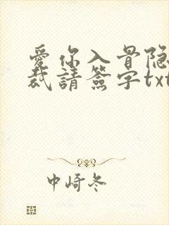 爱你入骨隐婚总裁请签字txt下载