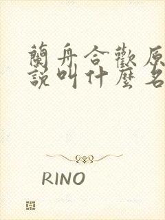 兰舟合欢原著小说叫什么名字
