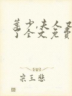 叶少,夫人又跑了全文免费阅读
