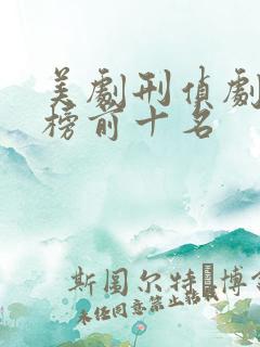 美剧刑侦剧排行榜前十名